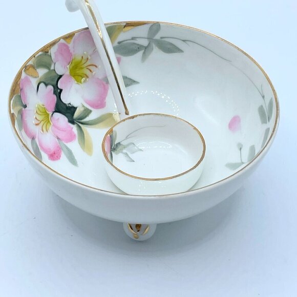 Vintage Azalea Floral Whipped Cream Bowl with Ladle Noritake Japan Hand Painted - Picture 2 of 10